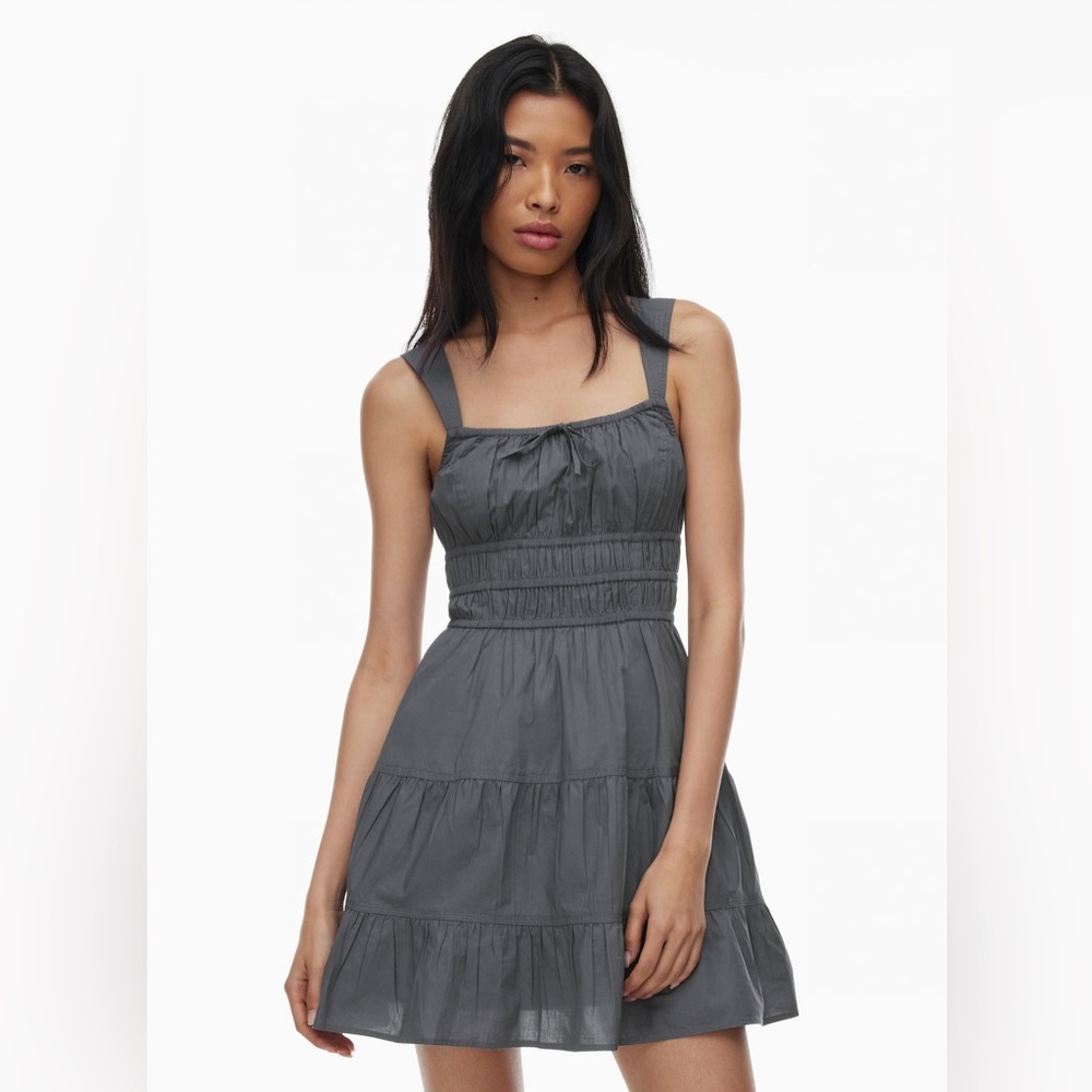 Sunday Best Charcoal Gray (blue undertones) Tiered Sundress mini